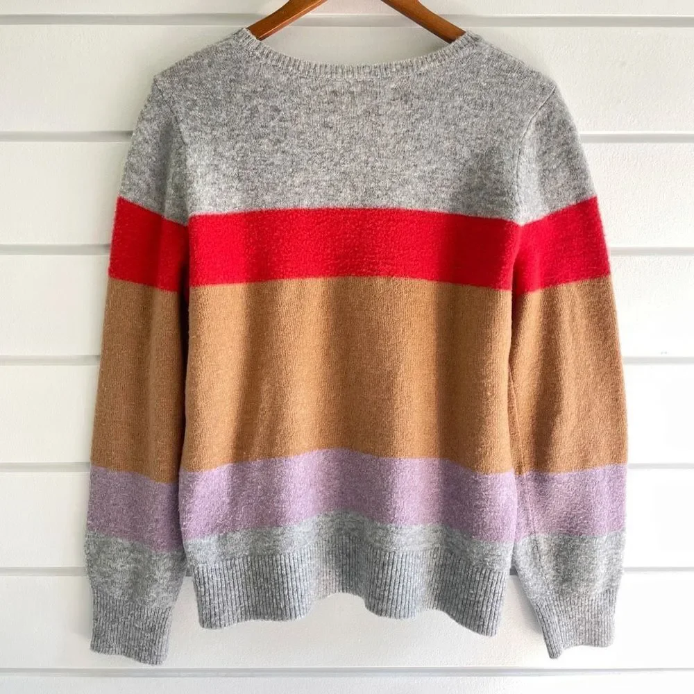 Loft Women's Multicolor Color Block Striped Wool Blend Pullover Sweater Large